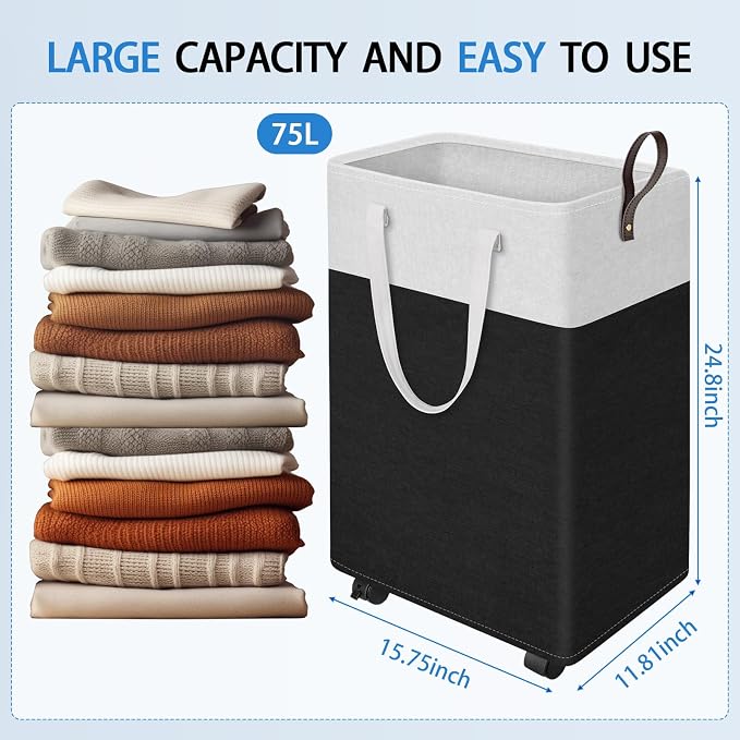 HomeHacks 75L Rolling Laundry Basket - Image 2