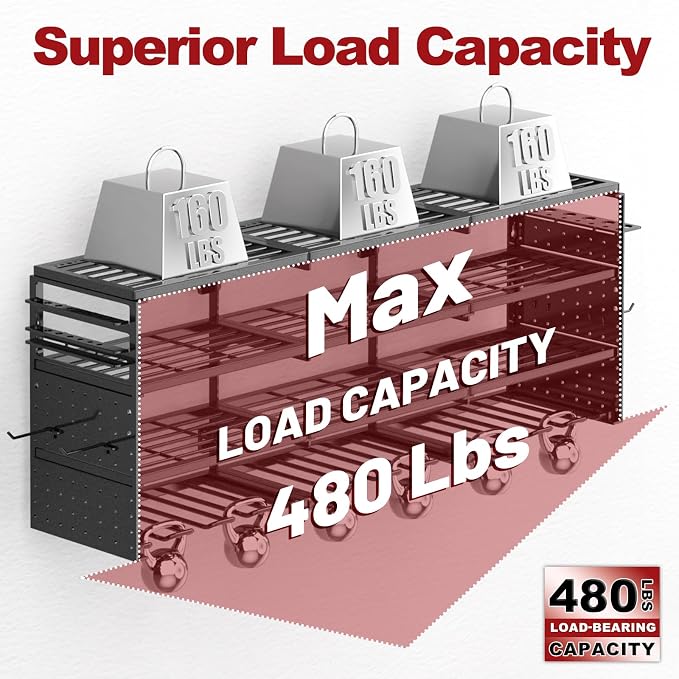 52" W Large Power Tool Organizer Wall Mount -4 Layer Heavy Duty Power Tool Rack - Image 4