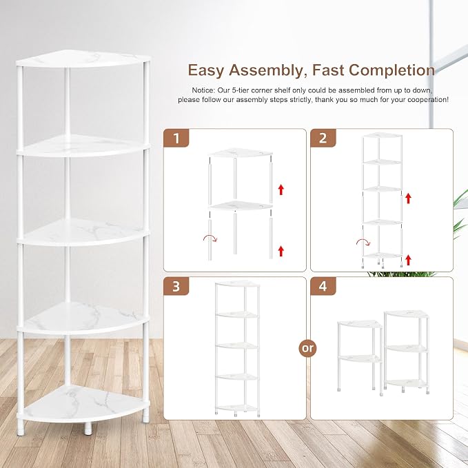 5 Tier Corner Shelf Stand, 44.1" Kitchen Shelf Organizer - Image 8
