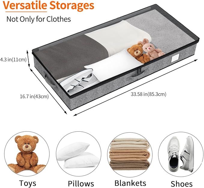 Fixwal 2 Pack Under Bed Storage Containers, Below 4.5 Inches Low Profile - Image 2