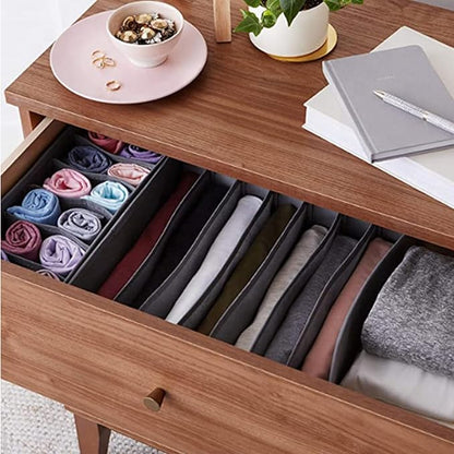 Dresser Drawer Organizer 8 Pack Clothes Underwear Sock Storage Beige Drawer - Image 5
