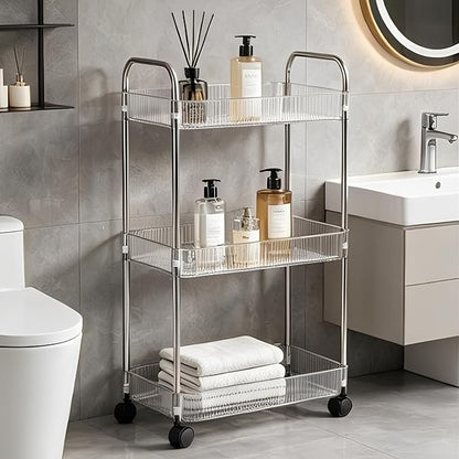 Sooyee Clear 3-Tier Plastic Rolling Utility Cart - Image 3