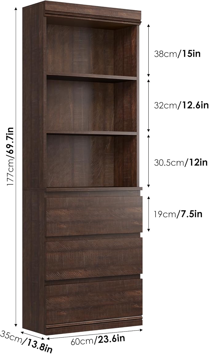 GarveeHome 70" Tall Bookcase - Image 2