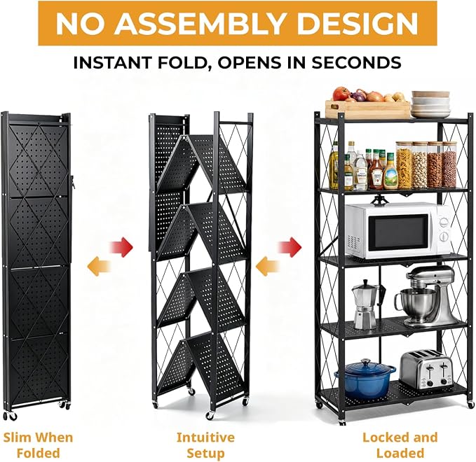 COKIHOM 5 Tier Foldable Storage Shelf - Image 4