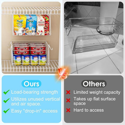 3-Pack Under Shelf Hanging Baskets Space-Saving Pantry Shelf Organizer | - Image 3