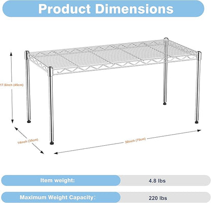 1-Tier Wire Shelf Rack, Single Metal Shelves Rack, 1 Tier Metal Shelf, Chrome | - Image 3
