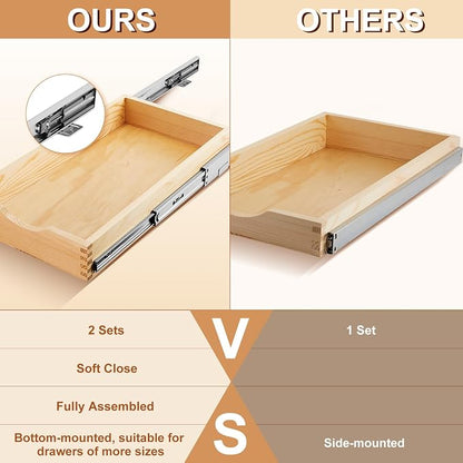 Menkxi 2 Set Pull out Tray Cabinet Organizer Wooden Pull Drawers storage Slide - Image 4