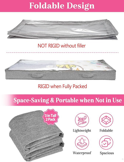3-Inch High Under Bed Storage Containers, Low Profile Underbed Bins, NO RIGID - Image 4