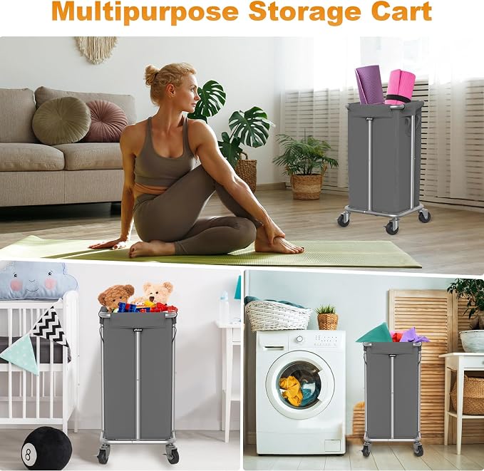 115L Laundry Basket with Wheels, 30 Gal. Rolling Laundry Hamper, Removable and - Image 7