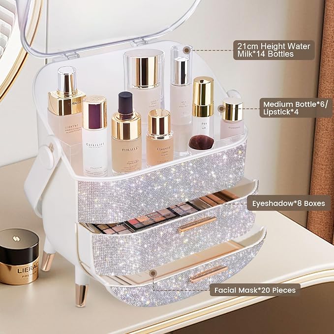 MASSY Egg Shape Makeup Storage Box, Countertop Portable Vanity Cosmetics - Image 5