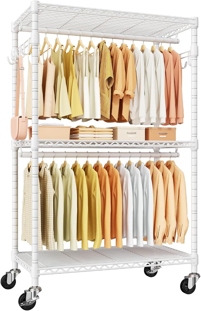 P1 Rolling Clothes Rack Heavy Duty, Metal Closet Clothing Rack by UlifHome