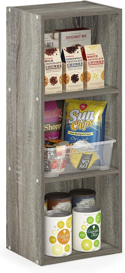 Furinno Pasir 3-Tier No Tool Assembly Open Shelf Bookcase, French Oak by Furinno-FitsYourSpaceFitsYourBudget