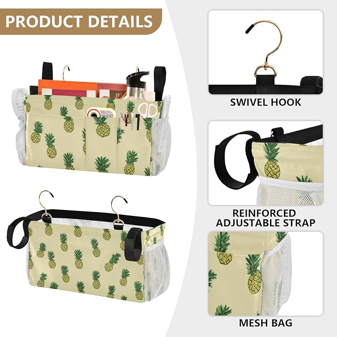 Light Yellow Pineapple01 Bedside Caddy - Image 5