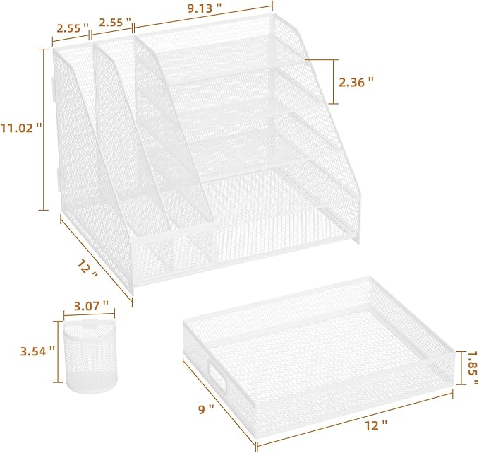 Marbrasse Desk Organizer with File Holder, 5-Tier Paper Letter Tray Organizer - Image 6
