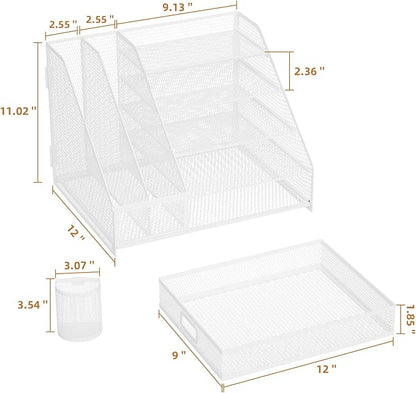 Marbrasse Desk Organizer with File Holder, 5-Tier Paper Letter Tray Organizer - Image 6