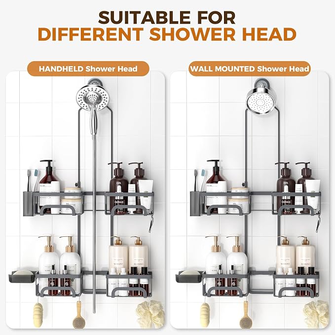 REINHARDT Adjustable Shower Caddy Hanging Split Shower Caddy - Image 4