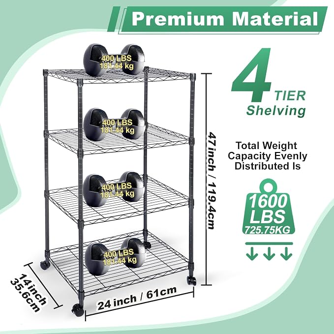 Whitmor 4 Tier Shelving Unit, Adjustable Storage Shelves - Image 3
