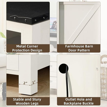 Nightstand with Charging Station and USB Port, Farmhouse Side End Table with 2 - Image 9