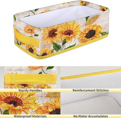 Sunflower Bright Letters Bathroom Storage Basket, Foldable - Image 4