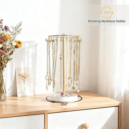 Mkono Rotating Necklace Holder, 22 Hooks Hanging, Storage - Image 2