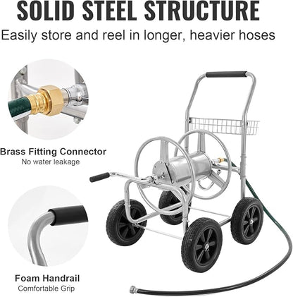 VEVOR Hose Reel Cart, 250 ft 5/8" Hose Capacity, 4 Wheels | Heavy Duty - Image 3