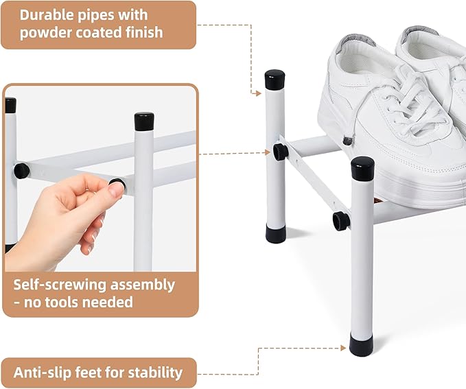 STORAGE MANIAC Expandable Shoe Rack, 4 Pairs Stackable Small Shoe Rack - Image 6