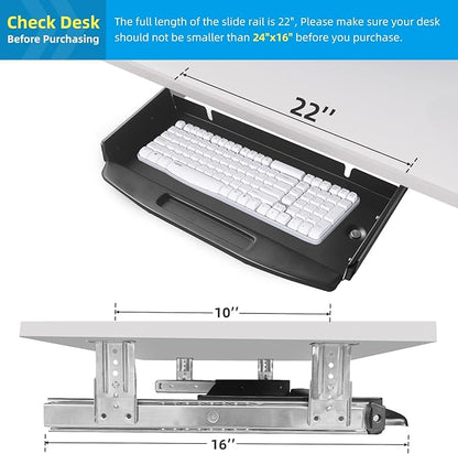 Solid Steel Under Desk Keyboard Tray Slide Out - Image 2
