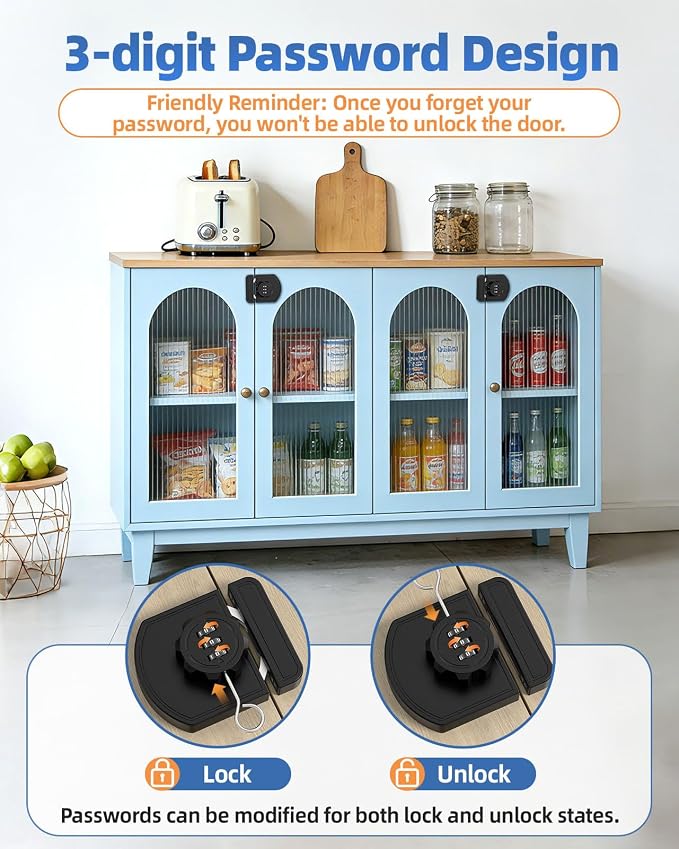 180 Degree Combination Cabinet Lock, Keyless 3 Digit Password Lock, Anti Pry - Image 6