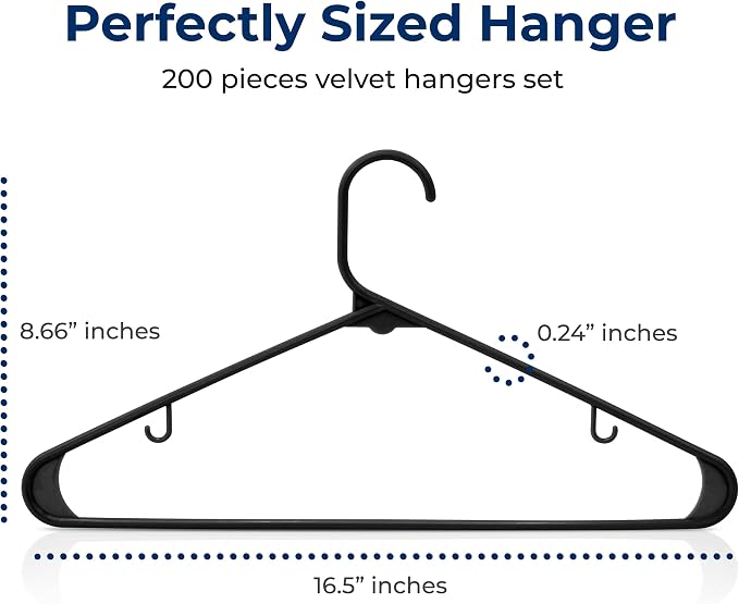 SereneLife 200 Pack Plastic Hangers, Space-Saving Closet Organizers, Durable - Image 2