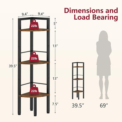 Tajsoon Corner Shelf Stand 3 Tier 39.5" - Image 2