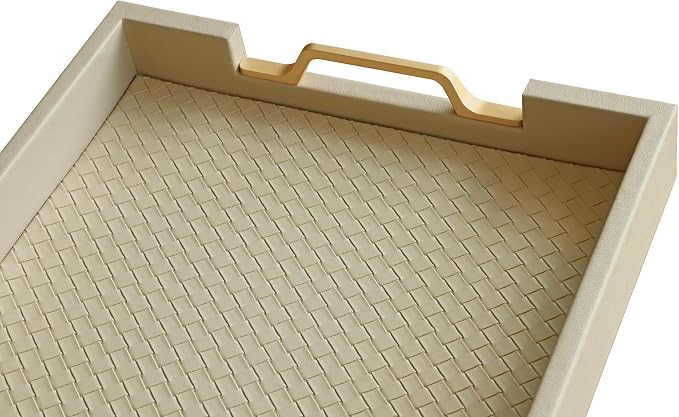 HofferRuffer Faux Leather Rectangle Serving Tray Decor Platter - Image 6