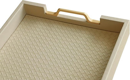 HofferRuffer Faux Leather Rectangle Serving Tray Decor Platter - Image 6