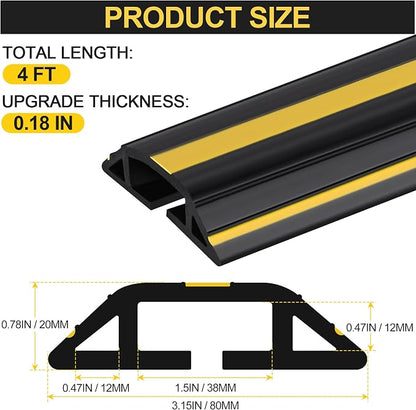 MYFAMIREA 4FT Floor Cord Cover Heavy Duty Cable Cover Protector - Image 2