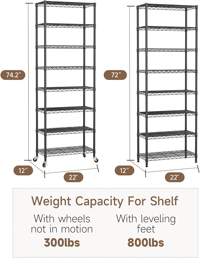 Golpart Shelves Storage Shelf Wire Closet Bathroom Organizers Metal Pantry | 8 - Image 3