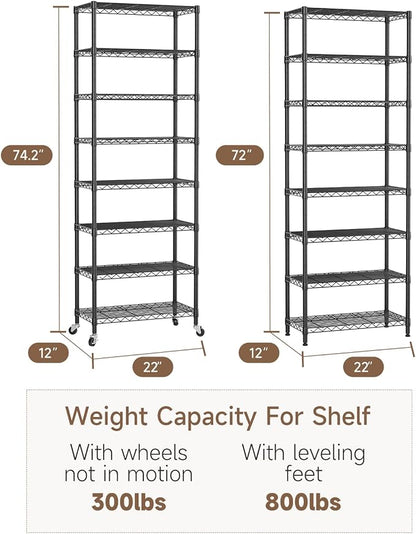 Golpart Shelves Storage Shelf Wire Closet Bathroom Organizers Metal Pantry | 8 - Image 3