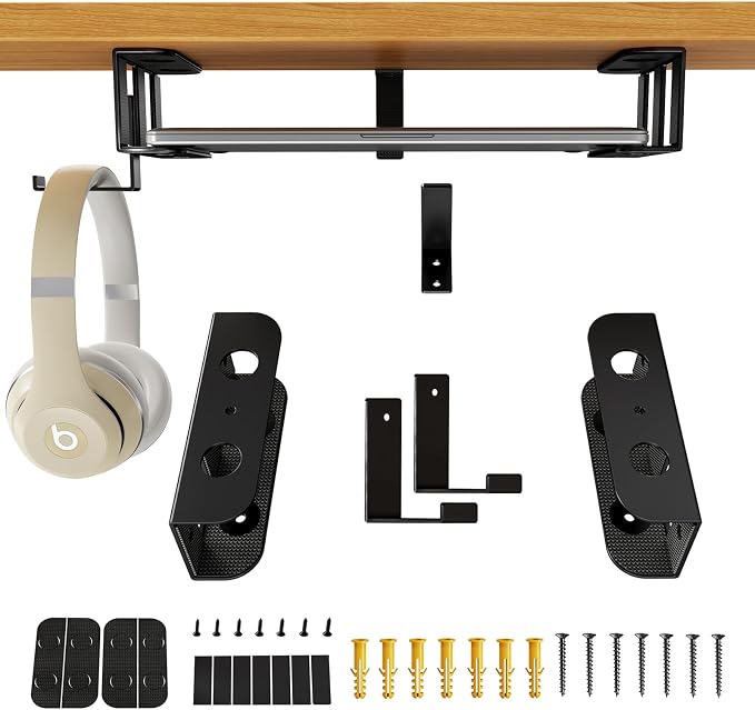 BYMECOST Under Desk Laptop Mount, Metal Under Desk Storage Holder, by BYMECOST