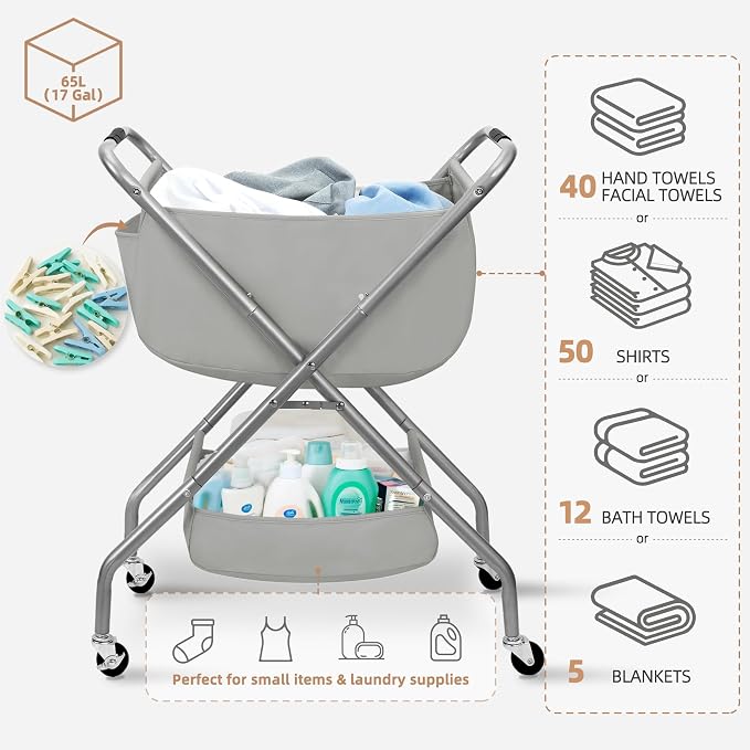 STORAGE MANIAC Collapsible Laundry Cart - Image 4