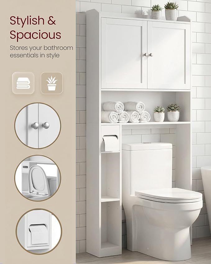 VASAGLE Over the Toilet Storage Cabinet, Adjustable Shelves, Space-Saving | - Image 7
