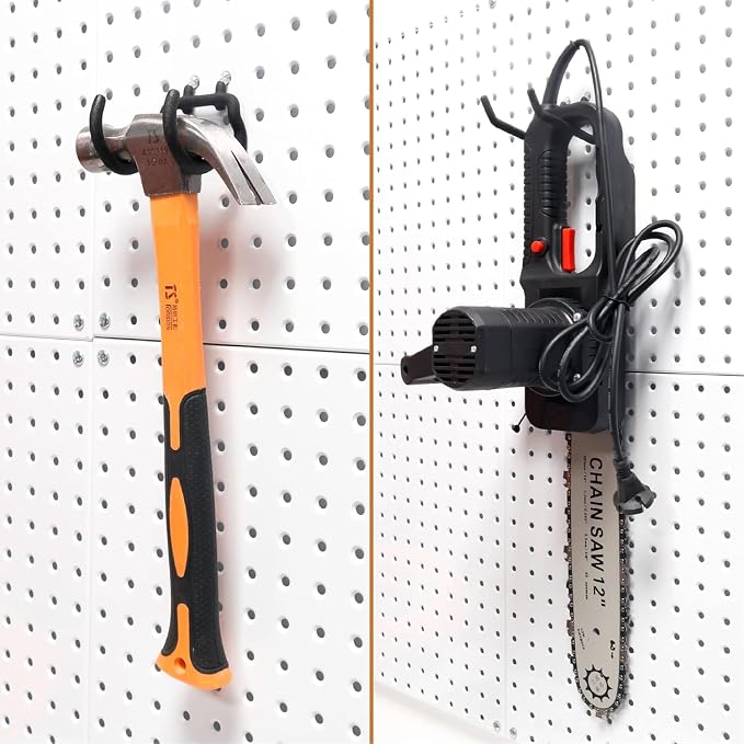 HUHOLE Pegboard Drill Holder, Peg Board Utility Hooks, 10 Pack Heavy Duty Peg - Image 8
