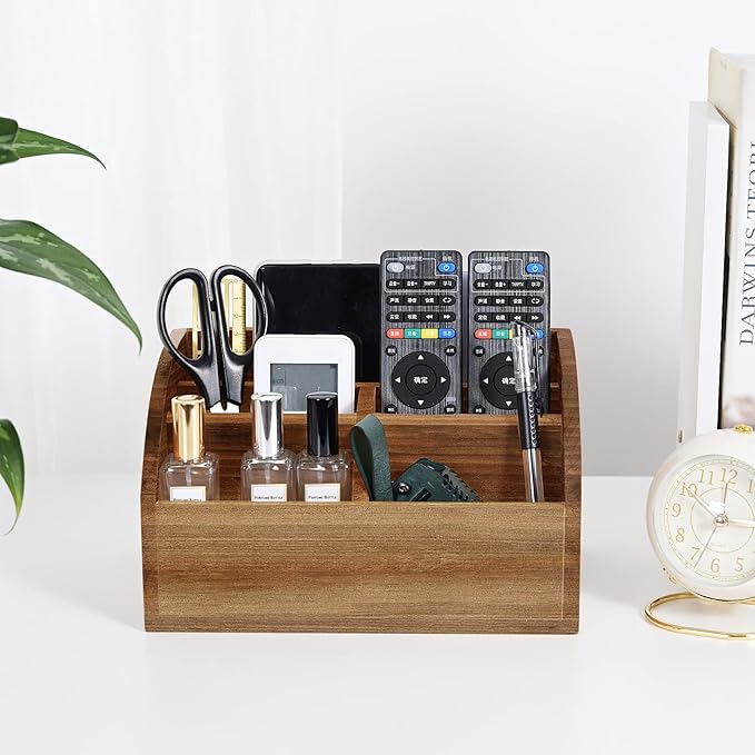 OKSQW Wooden Desk Organizer, Solid Wood Pen Holder - Image 5