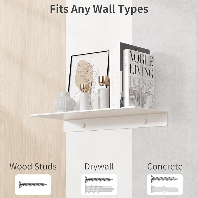 Danpoo 8 inch White Small Floating Shelf - Image 7