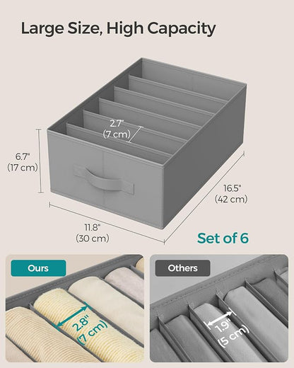 SONGMICS Set of 6 Large Size Wardrobe Clothes Organizers, Dove Gray | - Image 5