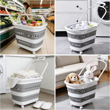 50L Collapsible Plastic Laundry Basket Hamper - Image 6
