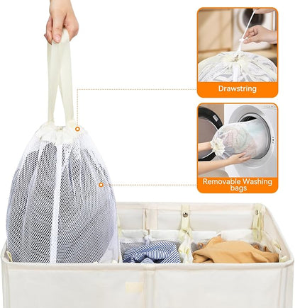 WOWLIVE Laundry Hamper with Lid, 160L Large Laundry Basket 3 Section with - Image 5