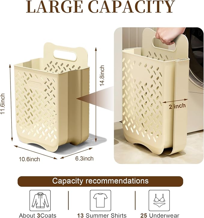 Laundry Basket Hamper, Hanging Wall Collapsible Laundry - Image 2