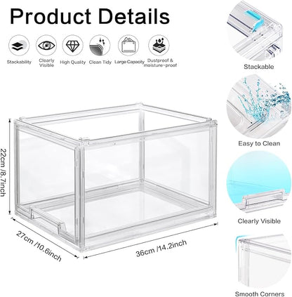 3 Packs Plastic Stackable Storage Drawers, DILIBRA Clear Storage Bins Organizer - Image 2