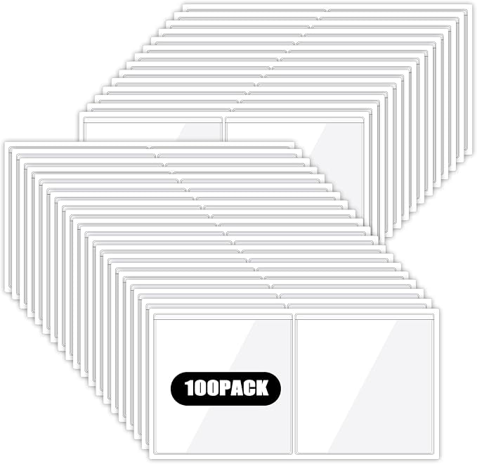 100 Packs Adhesive Label Storage Bin Pockets Clear Plastic Index Card Pockets by Ysglory