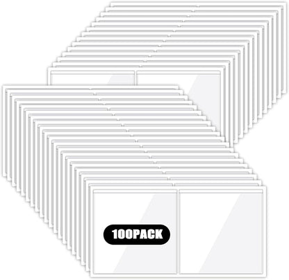 100 Packs Adhesive Label Storage Bin Pockets Clear Plastic Index Card Pockets by Ysglory
