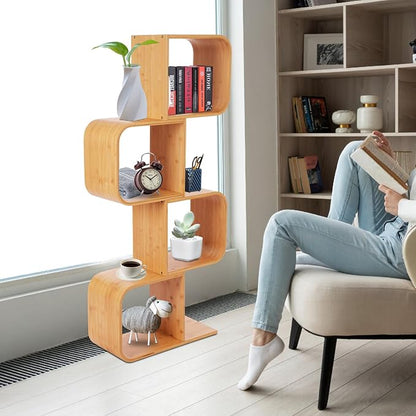 4-Tier S-Shaped Bookcase, Office Bookshelf - Image 6