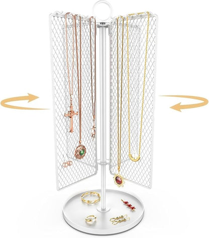 Rotating Necklace Holder Organizer, Necklace Storage Jewelry Stand, Metal by TIPSYTREE